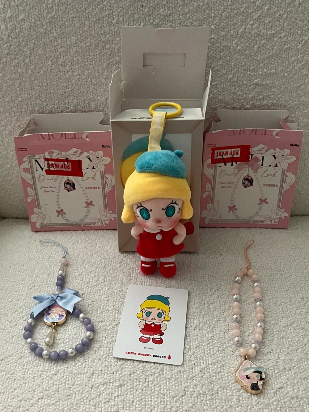 POP MART Angry Molly Angry Energy Red Plush Bag Charm 2 Angry Molly Phone Straps